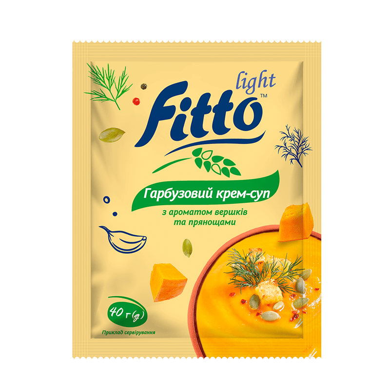 Гарбузовий крем-суп з ароматом вершків та прянощами у сашеті ТМ «Fitto light» 40г 